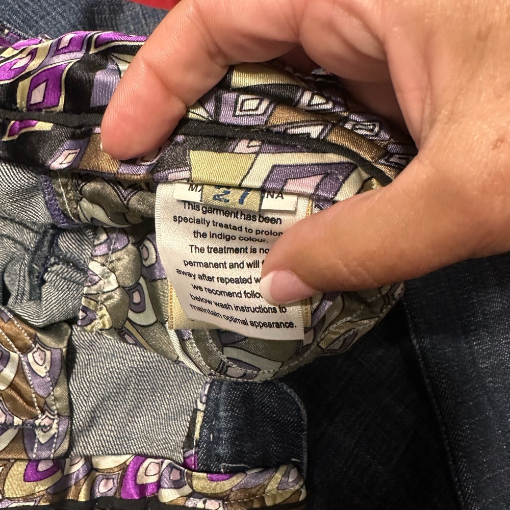 Miss Me Vintage Bell Bottom Dark Blue Jeans with Patterned Waistband - Picture 5 of 8